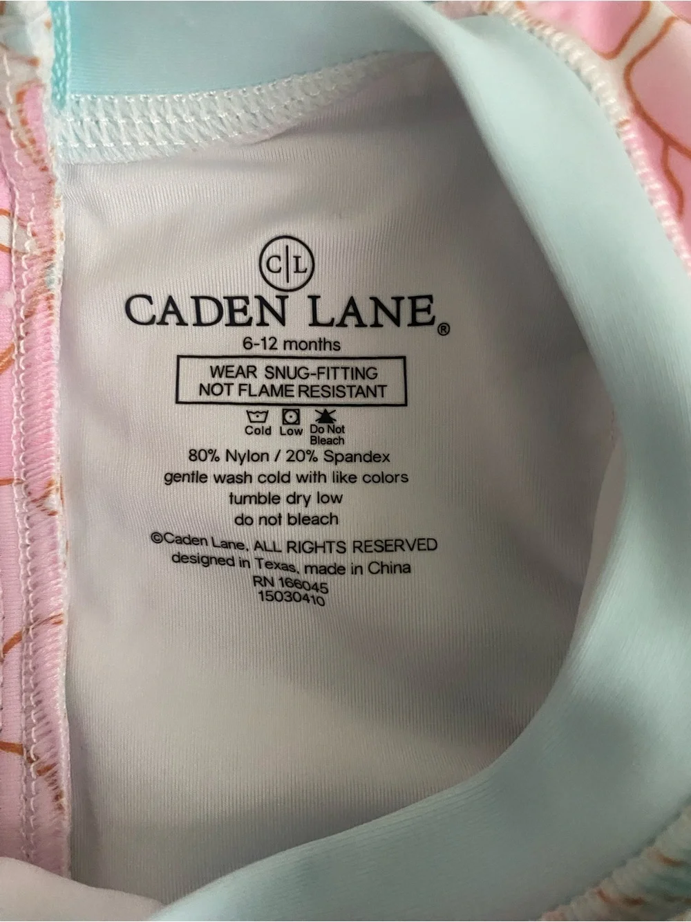 Caden Lane Girls 6-12M Pink & Mint Floral Ruffle One-Piece Long Sleeve Bodysuit